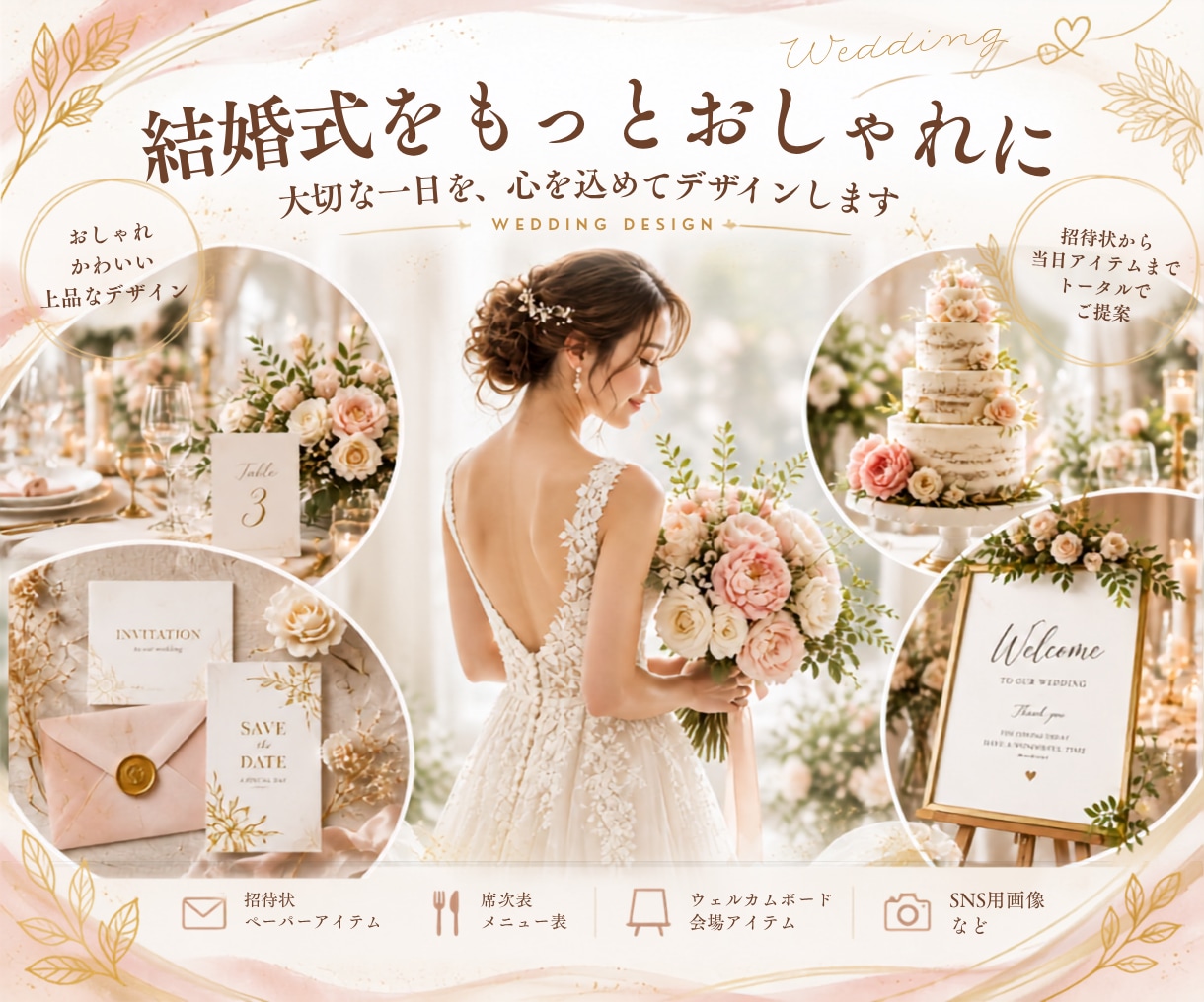 結婚式のウェルカムボードを制作します 大切な一日を彩る特別なデザインに仕上げます イメージ1