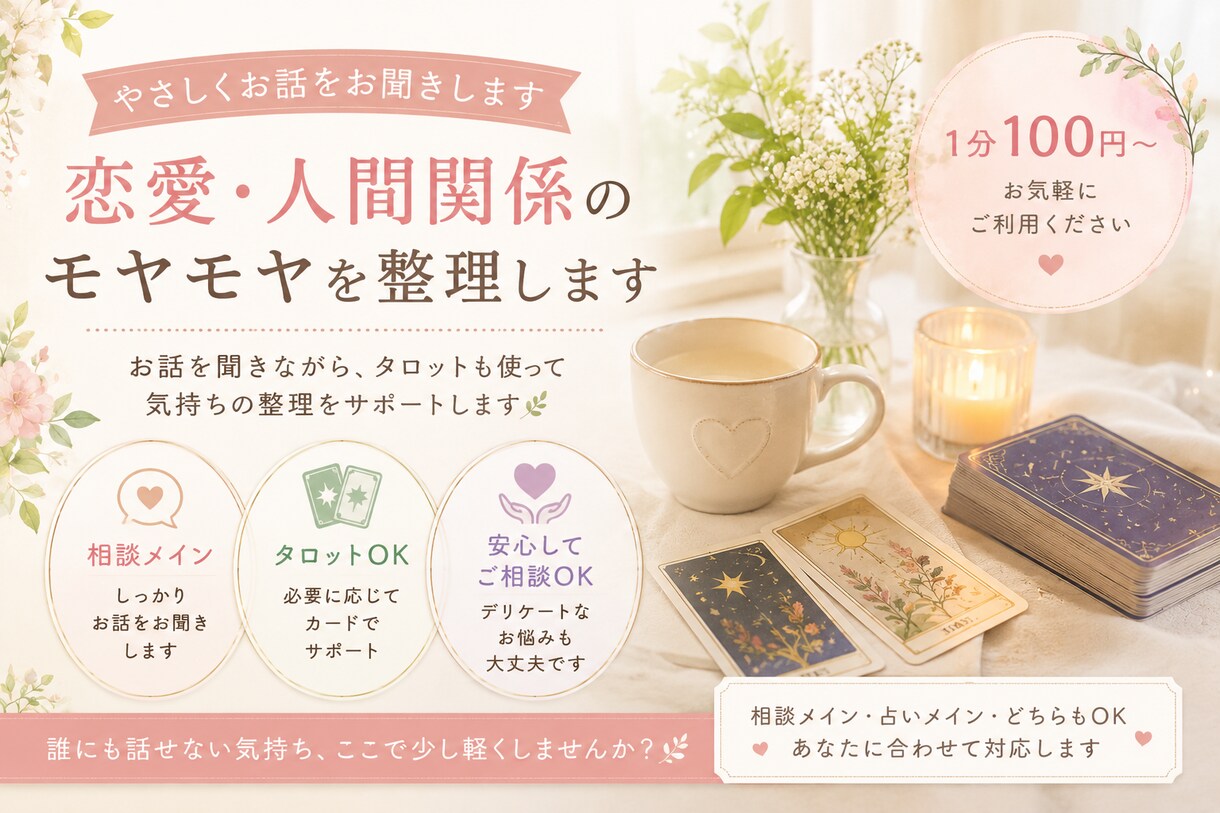 話しづらい悩み聞きます モヤモヤした気持ちをやさしく整理 イメージ1
