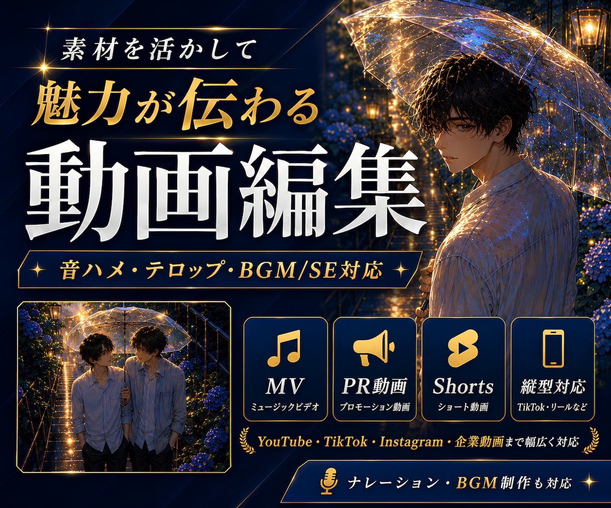 素材を活かして魅力が伝わる動画に編集します 音ハメ・テロップ・BGM/SEもお任せください！ イメージ1