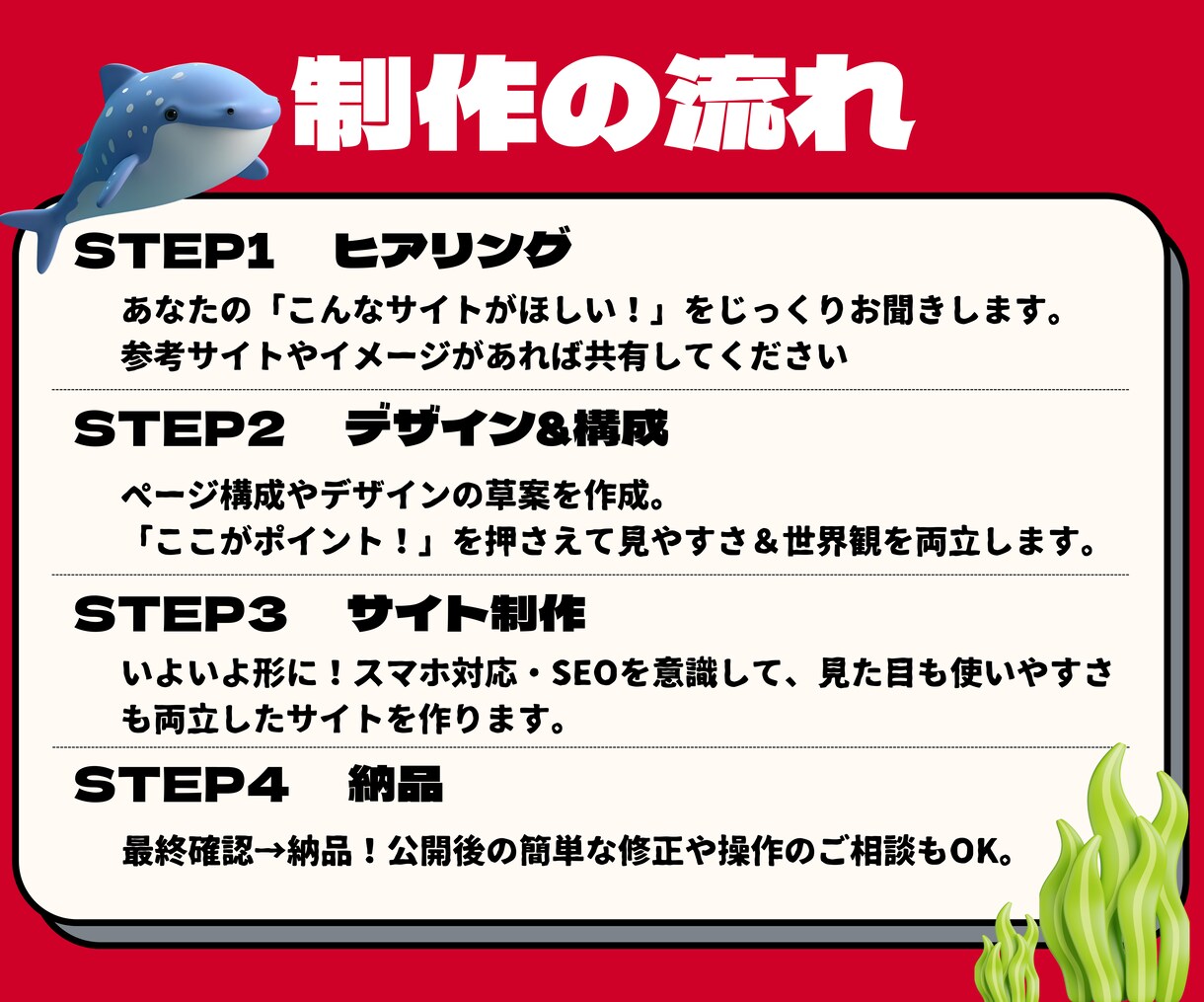 ヒアリングを重視して丁寧にホームページを制作します ただ作るだけじゃない、想いを形に。 イメージ3
