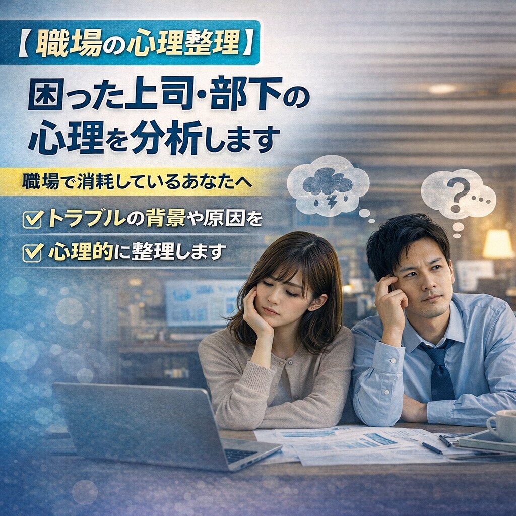 困った上司・部下・同僚の心理を分析します 上司・部下・同僚との関係に疲れた方へ　(心理分析・行動分析) イメージ1