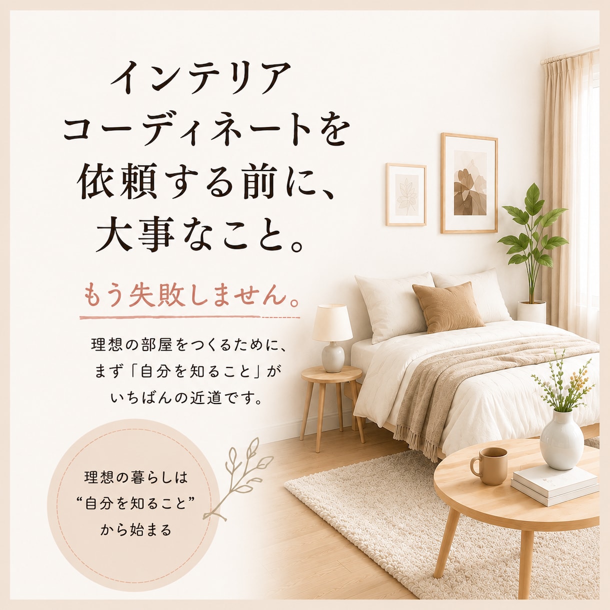 一人暮らし女性のインテリア迷子を卒業できます SNSを真似しても垢抜けない人へ｜簡単に整う部屋作り イメージ1