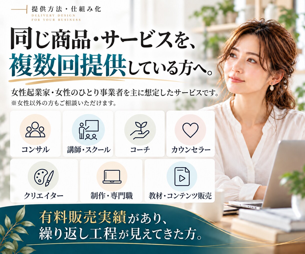 女性起業家の提供業務の仕組み化を設計します 売れた後の仕事を、残す・減らす・仕組みに分ける イメージ3
