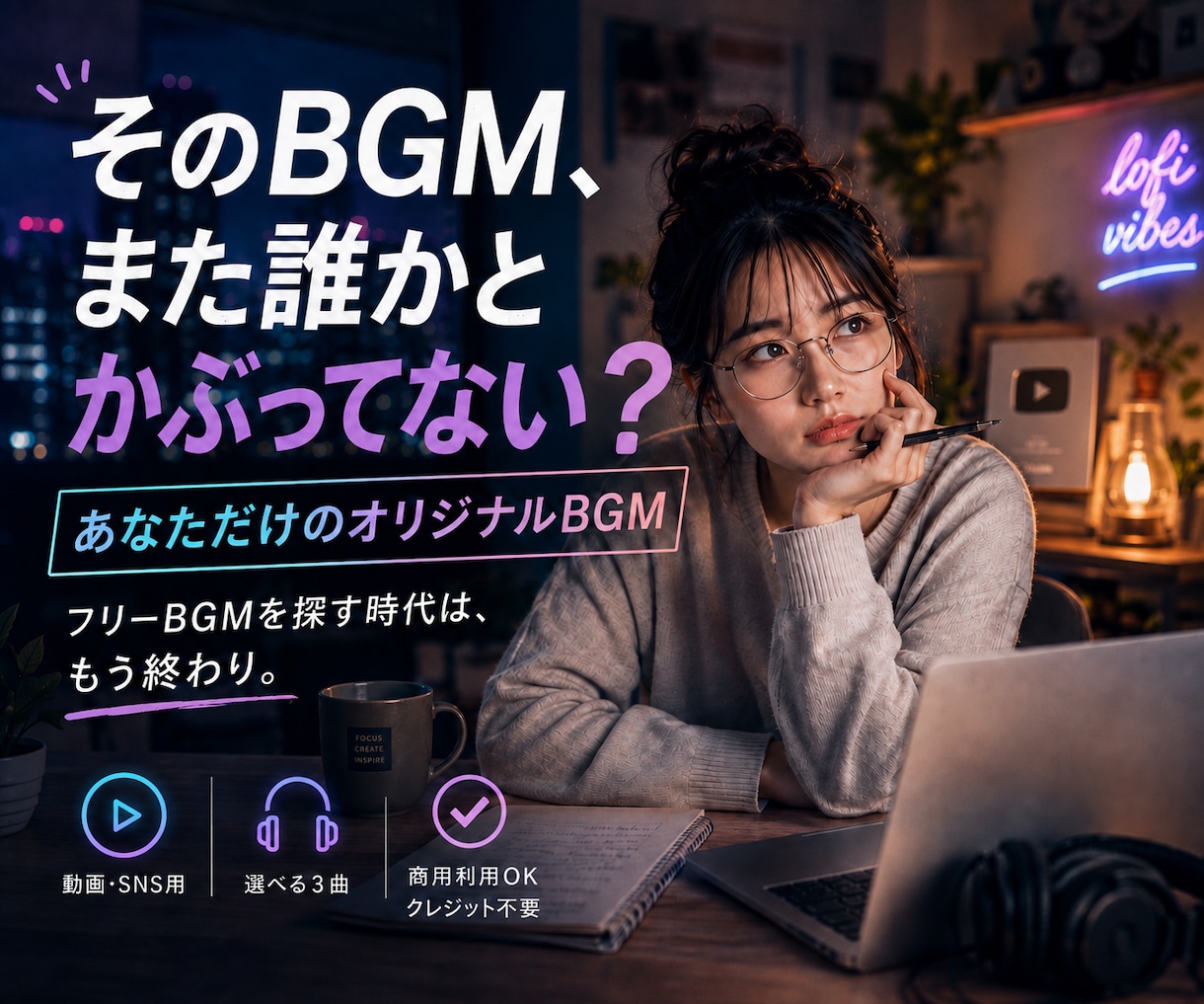 動画・SNS用の著作権フリーBGMを3曲作ります そのBGM、また誰かとかぶってない？ イメージ1
