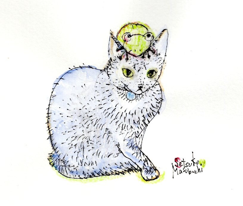 ねことかえるの似顔イラスト　描きます いきものたちのエネルギーを表現します イメージ1