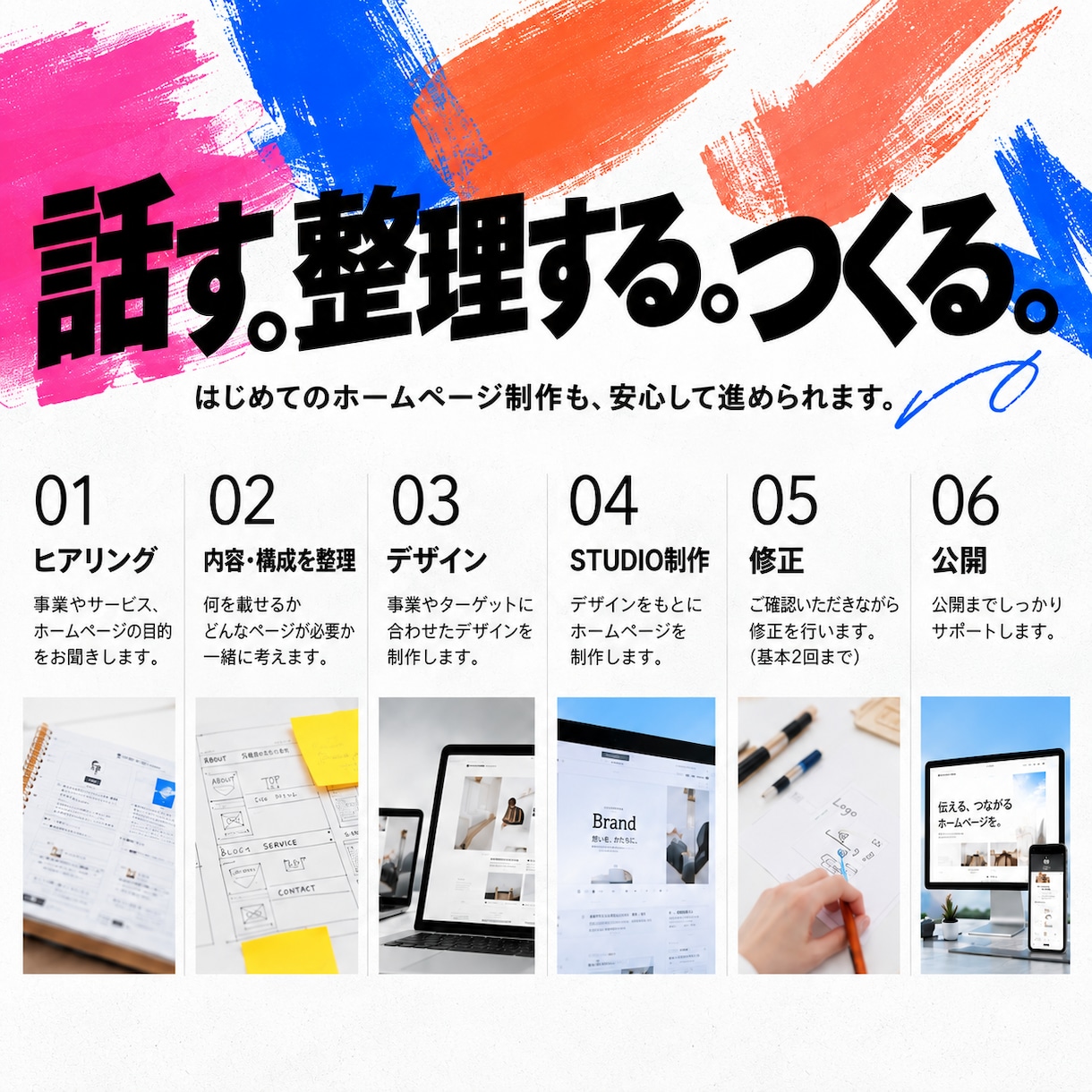 初めてでも安心のホームページを制作します ノーコードだから公開後も自分で更新しやすいです イメージ3