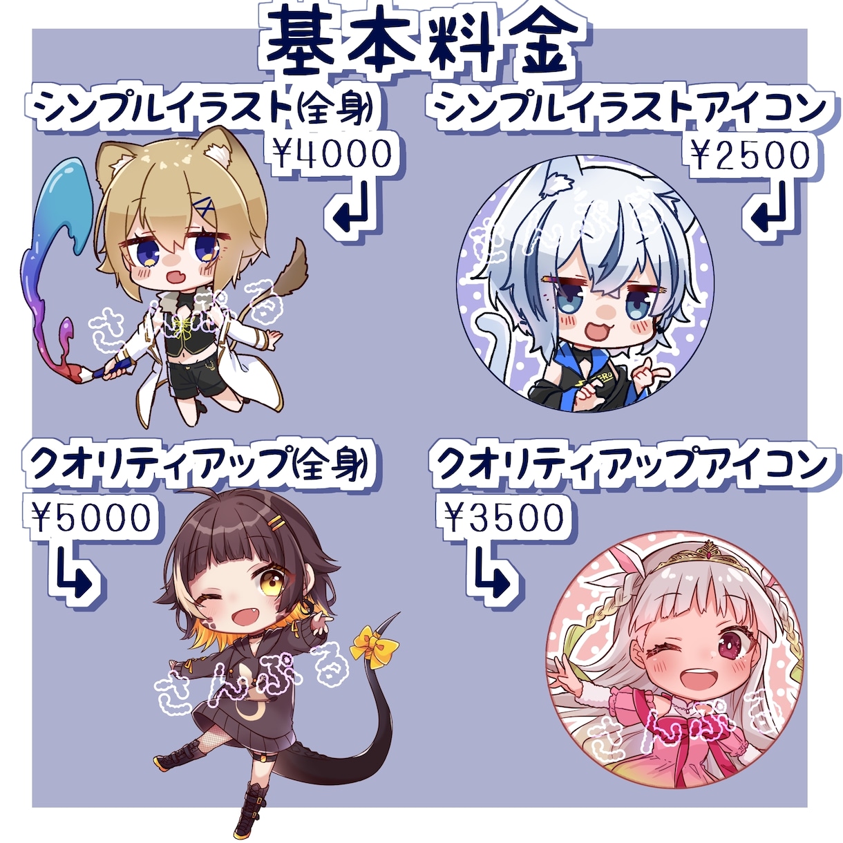デフォルメ/ミニキャラ/アイコンイラスト描きます アイコンが欲しい方、グッズが作りたいVさん、創作主さん是非! イメージ2
