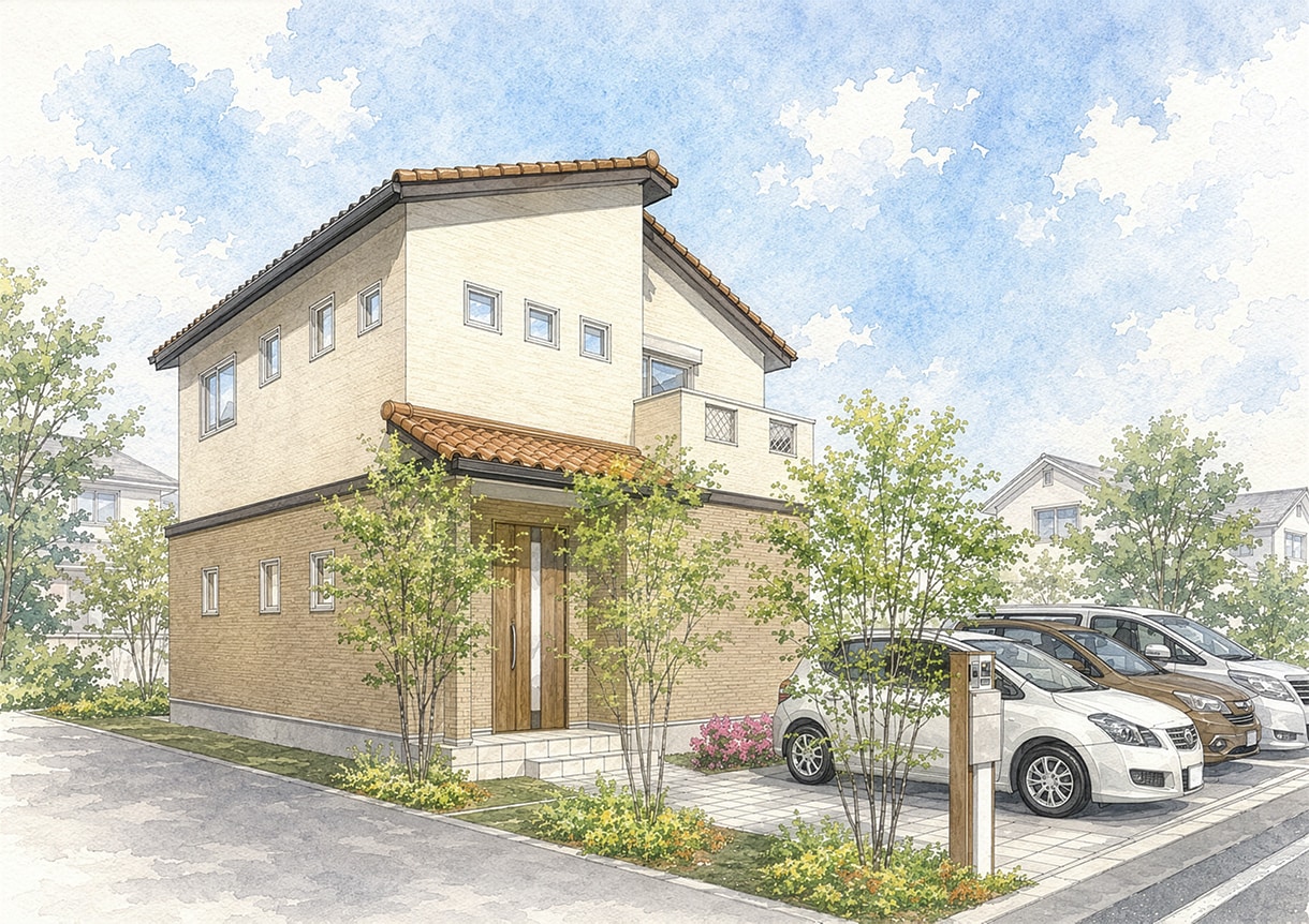 手描き建築外観パース（手書き）制作します 住宅・店舗をあたたかく魅せる手描き風表現 イメージ4