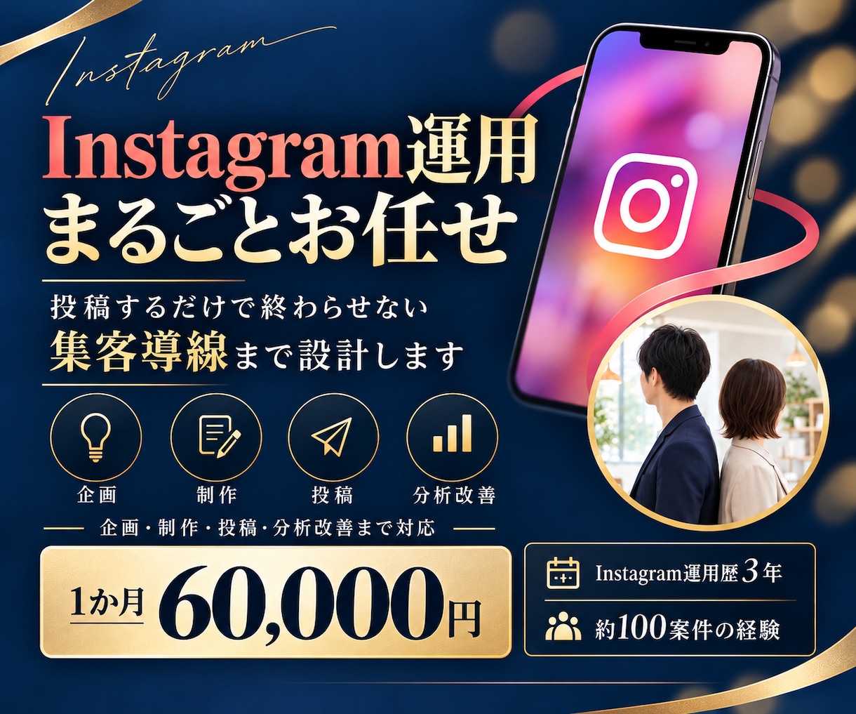 Instagram運用代行で集客導線まで設計します 集客したい事業者様へ｜戦略設計・月12投稿までほぼ丸投げOK イメージ1
