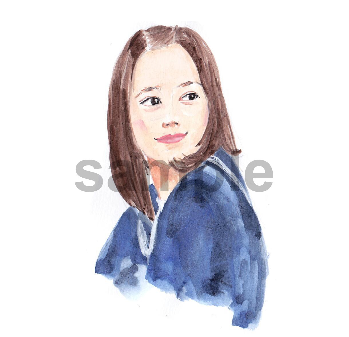 手描きの「水彩似顔絵」描きます 雰囲気ある完全オリジナルの似顔絵 イメージ1
