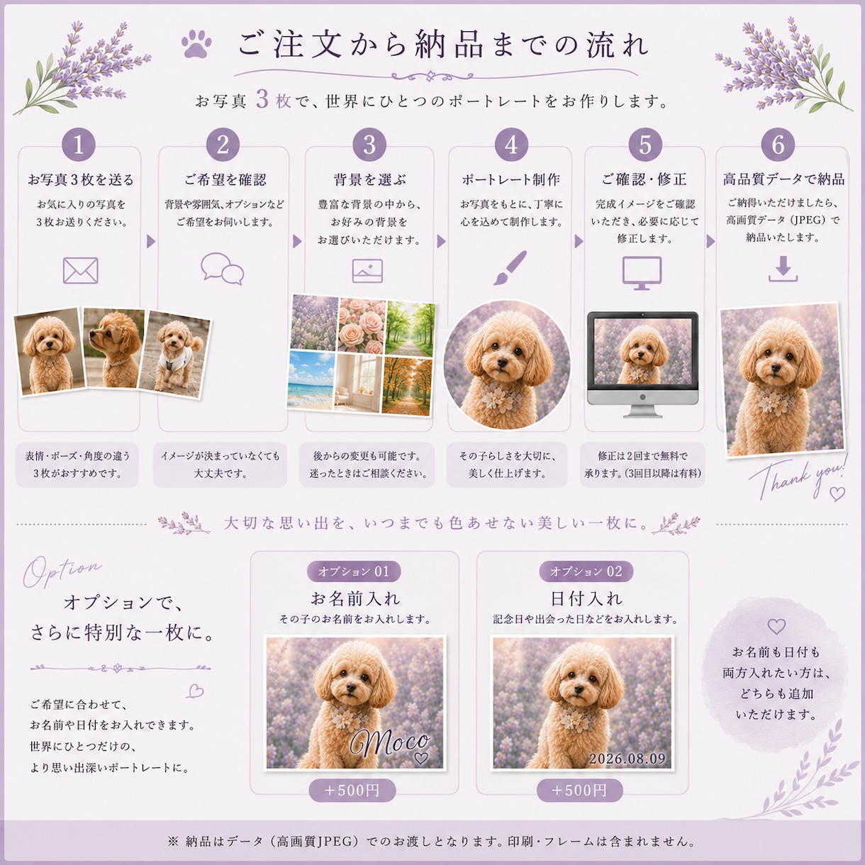 メモリアルポートレート『うちの子』お作りします 犬さん、猫さん、鳥さん…写真３枚から　その子だけの１枚に イメージ5