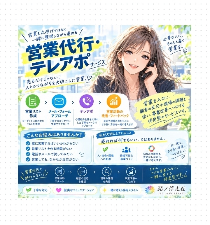 営業代行・テレアポを伴走いたします 10月末まで実績作り期間につき、10月末までお試し価格！ イメージ1
