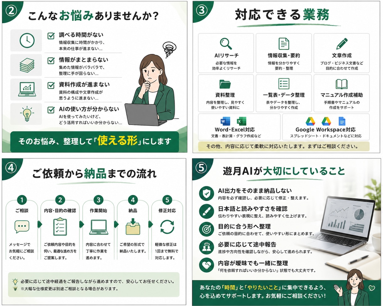 AIリサーチ・文章・資料整理を丁寧に代行します 必要な情報を調べ、整理し、そのまま使える形で納品します。 イメージ5
