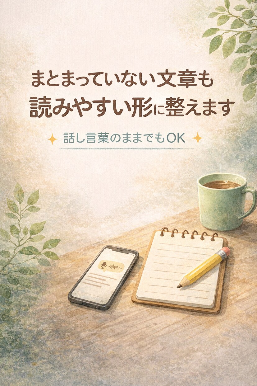 話しっぱなしの音声メモ、伝わる文章に整えます まとまっていなくても大丈夫です イメージ1