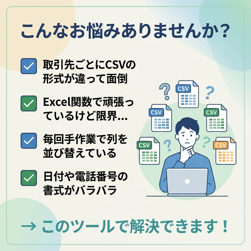 VBAでCSV変換・データ加工ツールを提供します 設定シートを埋めるだけ！非エンジニアでも使える！ イメージ2