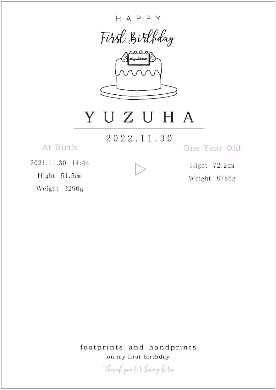 手/足形用台紙　1歳誕生日ベビーポスター作製します お子様の足型手形を記録に☺︎大切な記念を残しませんか？ イメージ4