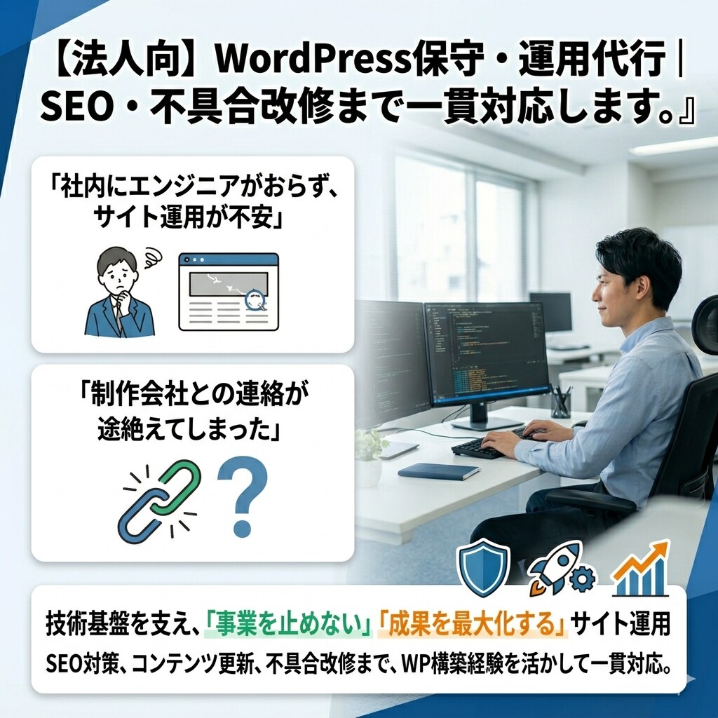WordPressサイトの保守・管理します 表示速度改善・SEO対策も一括代行します イメージ1