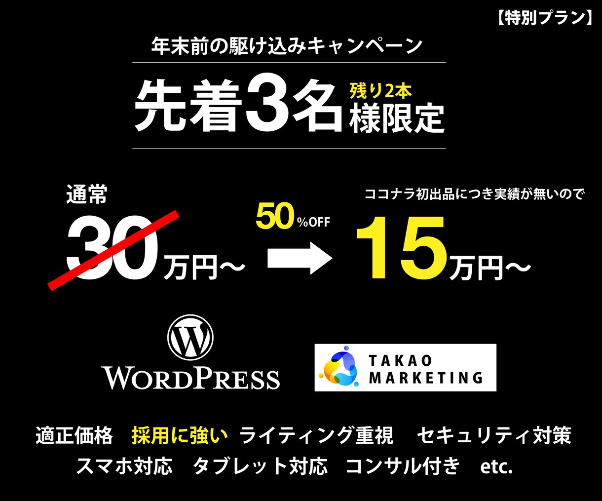 マーケティングディレクター監修のHPを制作します 早くて採用に強いHPが欲しいならTAKAOMARKETING イメージ1