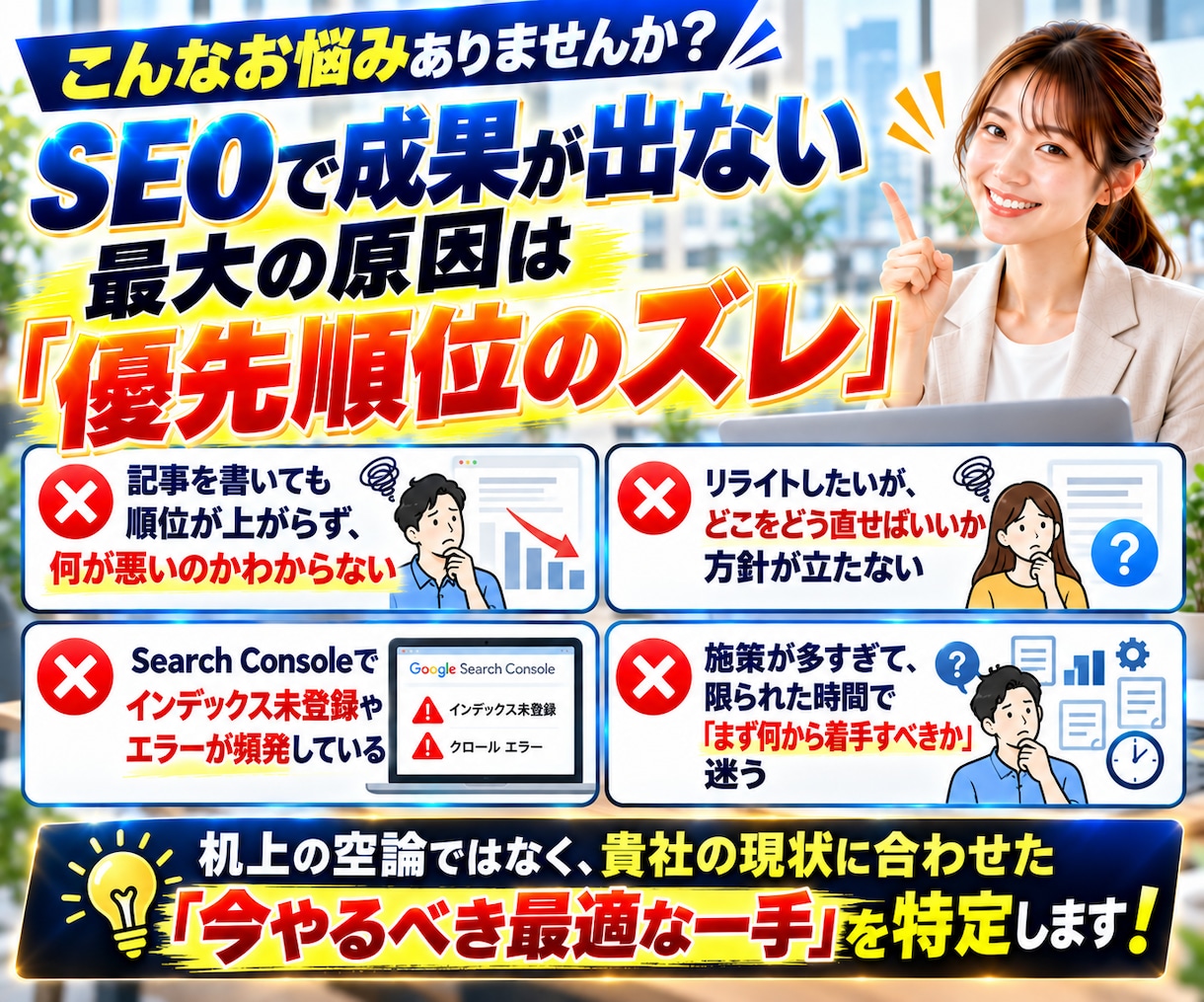 SEOコンサル！記事のSEO対策＆お悩み相談します 検索上位を狙うサイト記事の課題を特定して具体的な改善策を提案 イメージ3