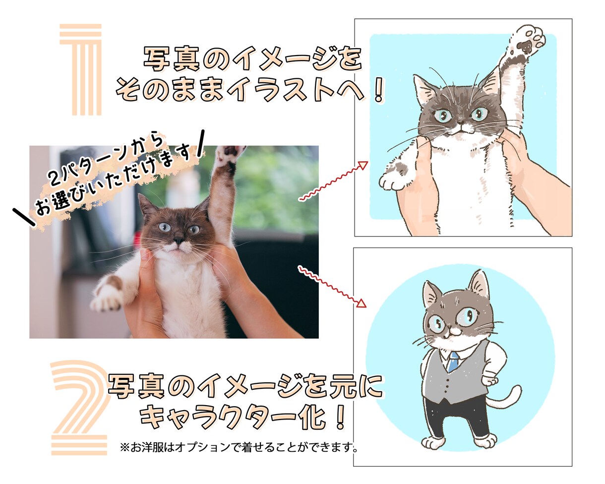 動物の似顔絵イラストをゆるっと可愛く描きます 商用OK！SNSやブログアイコンにおすすめです◎ イメージ2