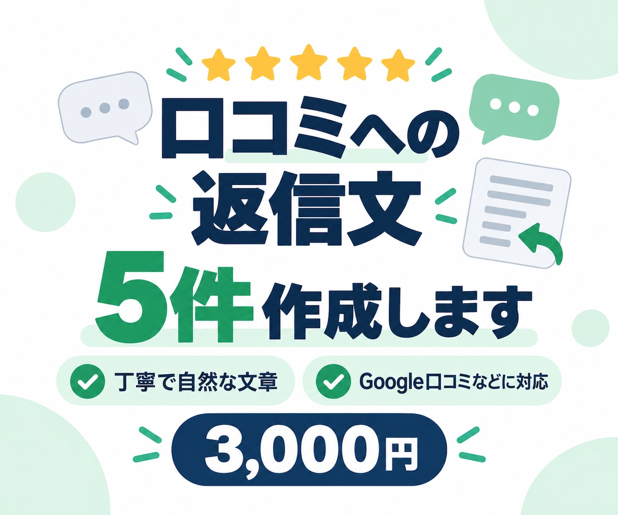Google口コミへの返信文5件を作成します お店の印象を高める丁寧な返信文を5件作成 イメージ1