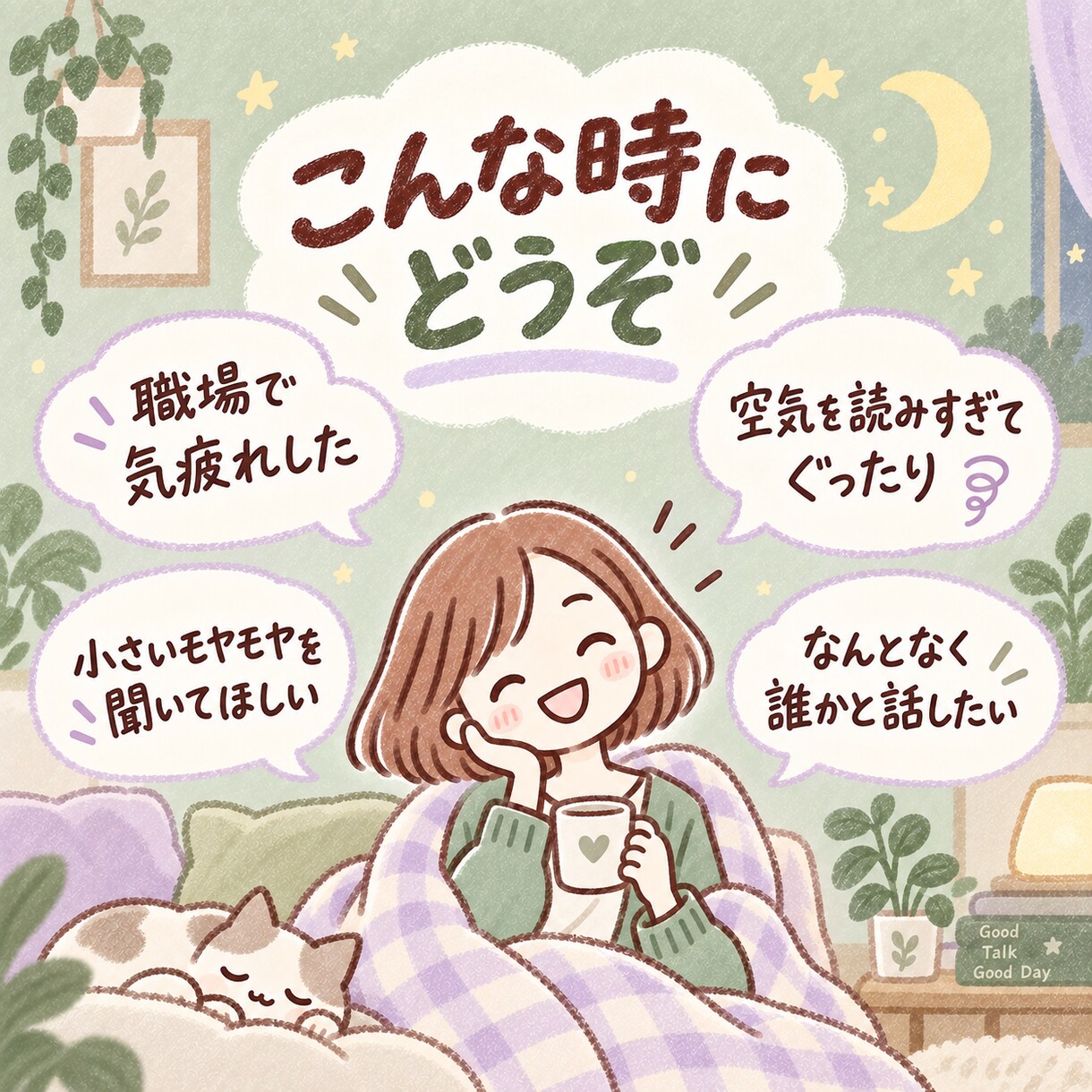 HSP同士、気疲れした日のモヤモヤをゆるく聞きます 沈黙OK・1分OK。繊細さん同士、ゆるっと話しましょ イメージ3