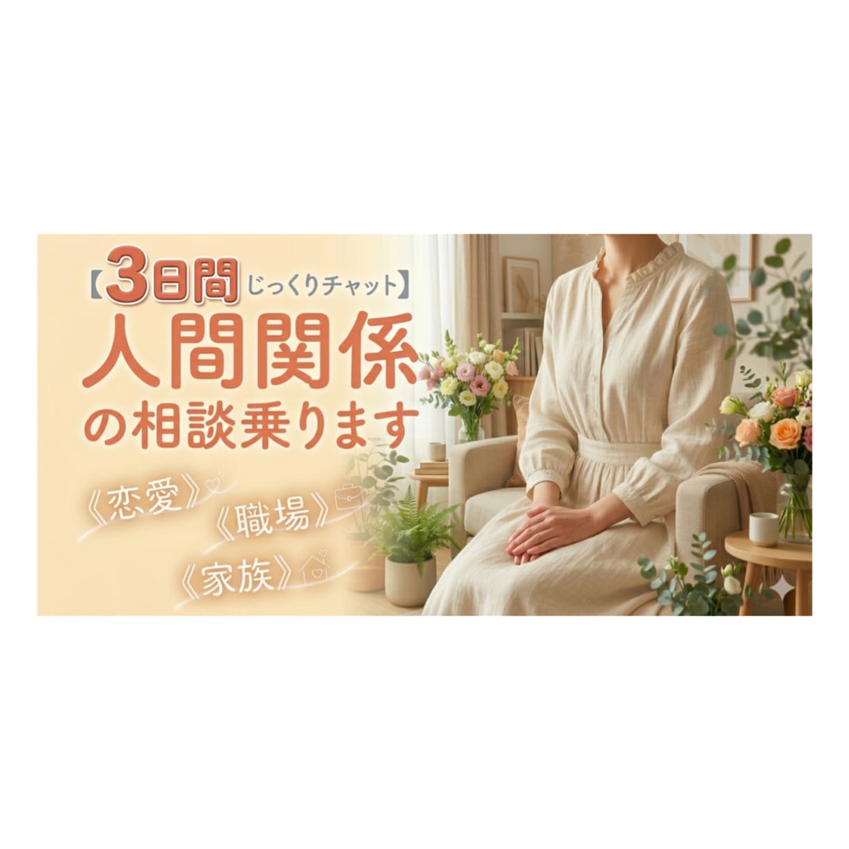 3日間じっくりチャットにてお話聞きます メンタルケア心理士に何でも聞かせてください イメージ1