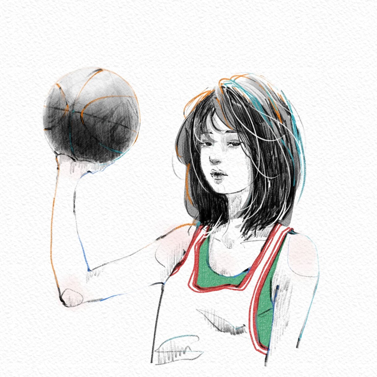 ゆるい雰囲気の女の子を描きます カラー、モノクロ、写真を元にした似顔絵等もOK イメージ8
