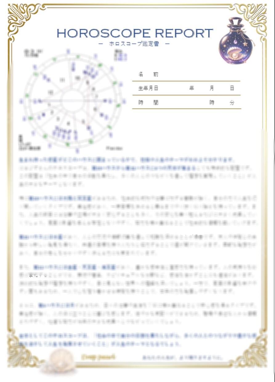 ホロスコープで人生設計図がわかる鑑定書を作成します 才能・転機・人生のテーマを星から読み解きます イメージ3