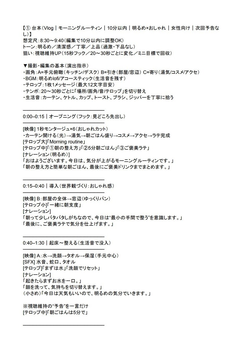 YouTube台本＋概要欄＋タグまとめて作ります 撮影しやすい“演出指示付き”で迷わず撮れる台本にします！ イメージ6