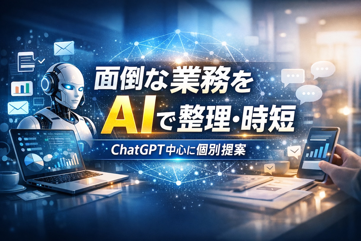 面倒な業務をAIで整理し時短提案します ChatGPT中心に最適な時短案を整理 イメージ1