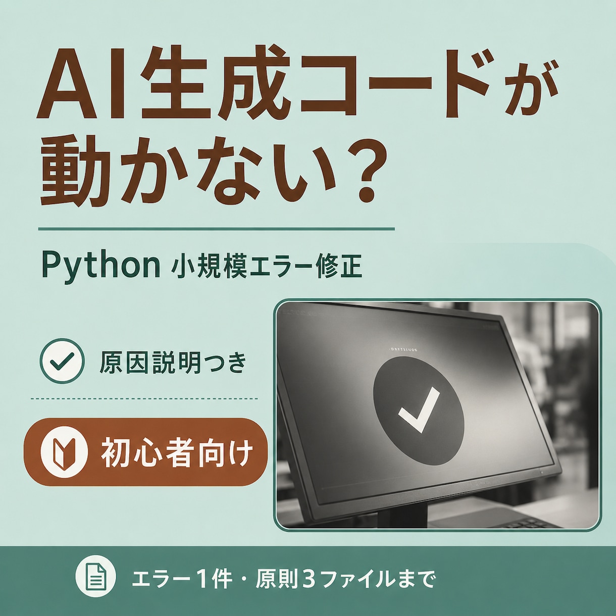 AI生成Pythonコードを修正します 動かない小規模コードを原因説明付きで直します イメージ1