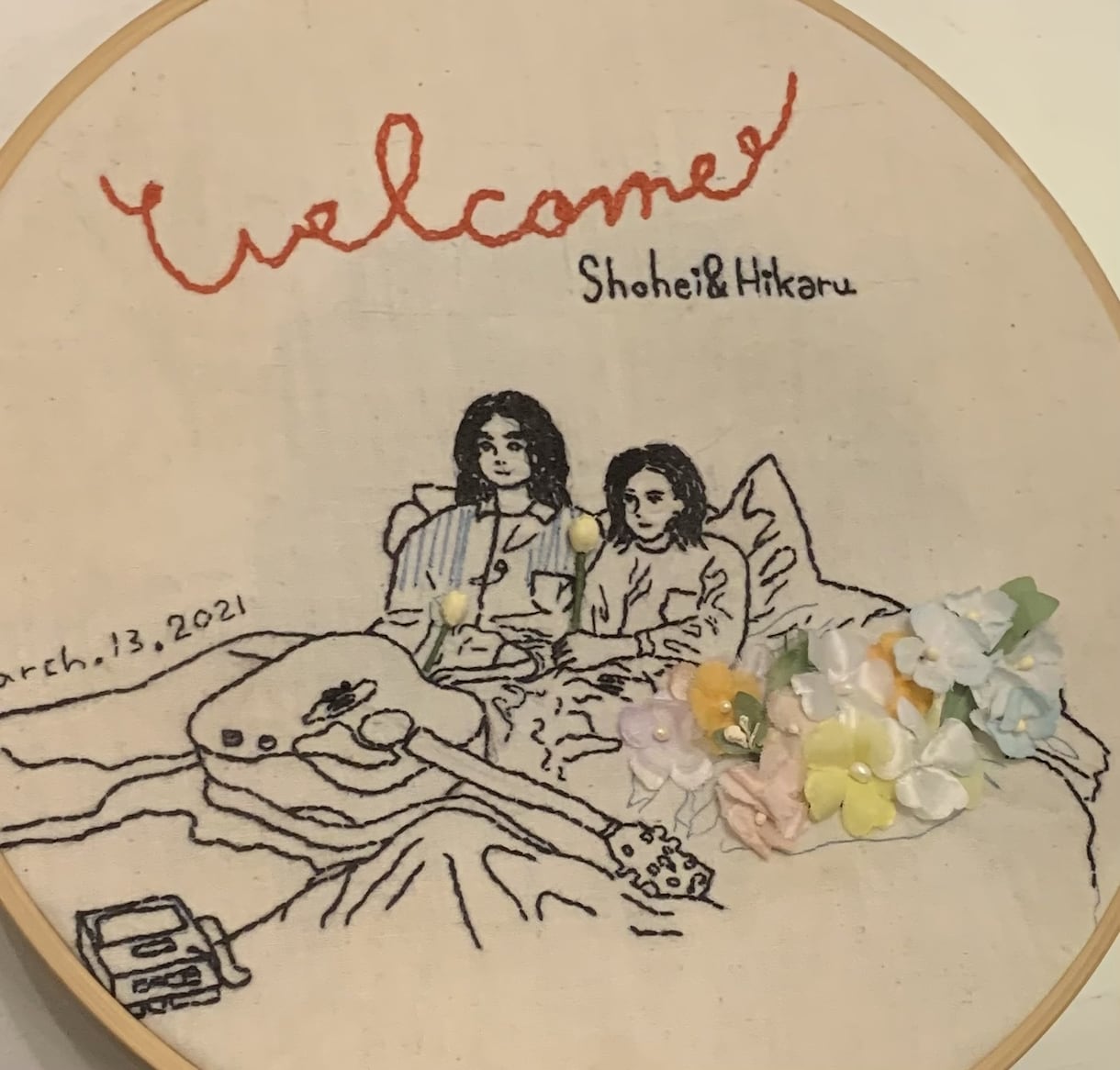 オーダーメイドで刺繍のウェルカムボード作成します お二人らしい、オリジナルなデザインを一緒に考えましょう イメージ2