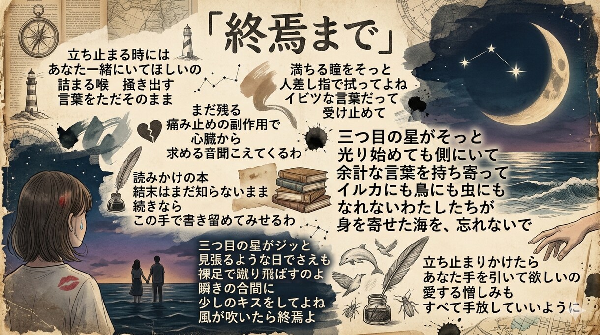 ワードセンスにこだわりたい方へ、作詞します 情景が伝わり、胸をグッと掴む歌詞を書くことを心がけています。 イメージ4