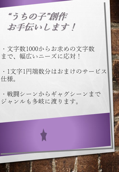 あなたの妄想、文章に致します ライトノベル風のうちの子小説、探してますか？ イメージ1