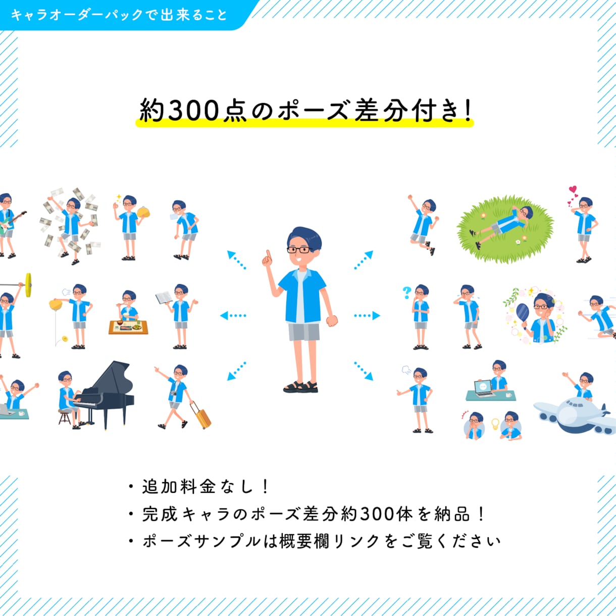 キャライラスト（等身高めタイプ）を制作します 差分ポーズ300体で20,000円！解説動画やブログに イメージ4