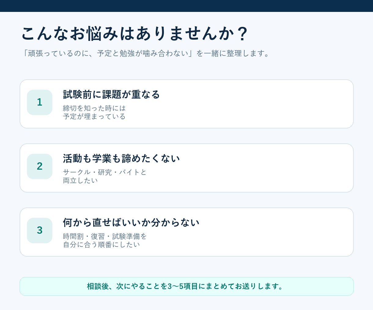 東工大首席が大学の勉強戦略を設計します 勉強・履修・活動を両立する具体策を一緒に作ります イメージ3
