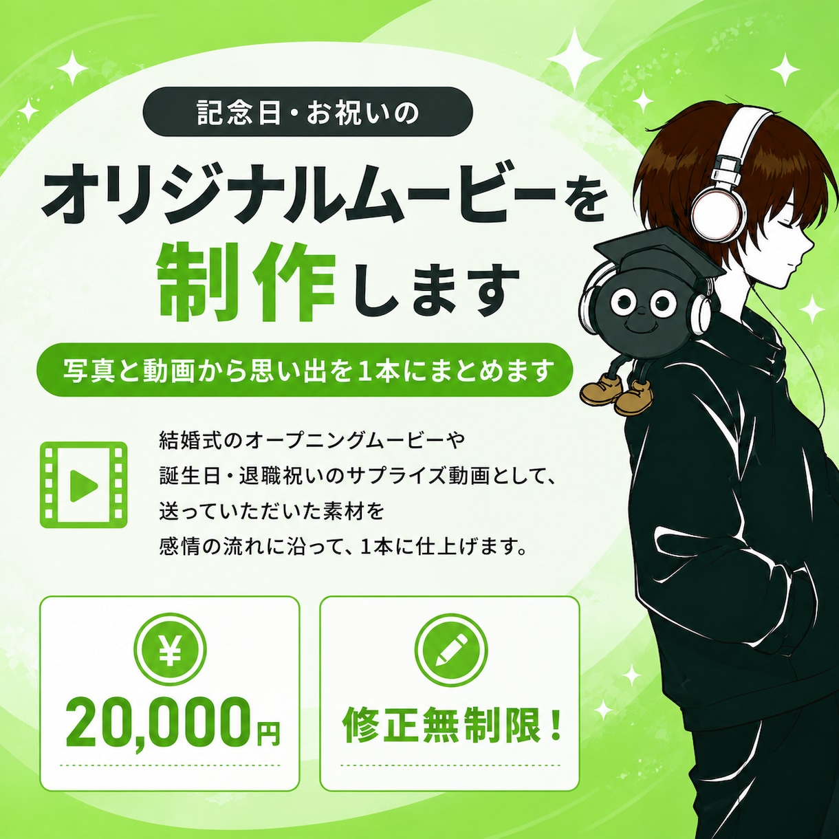 記念日・お祝いのオリジナルムービーを制作します 写真と動画から思い出を1本にまとめます イメージ1