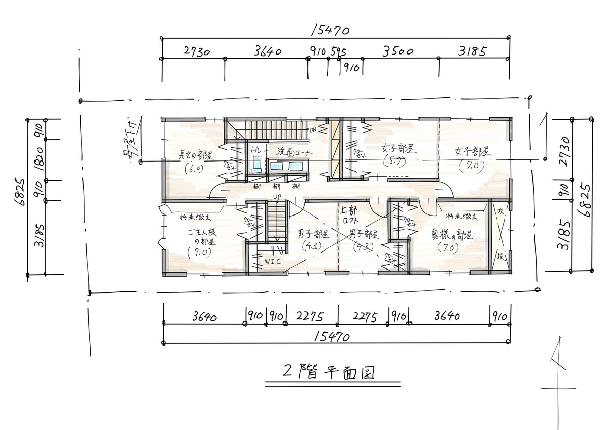 一級建築士が色付き住宅間取りプラン作成します 自然素材や吹抜け、回遊同線プランが気になる方にお勧めです イメージ10