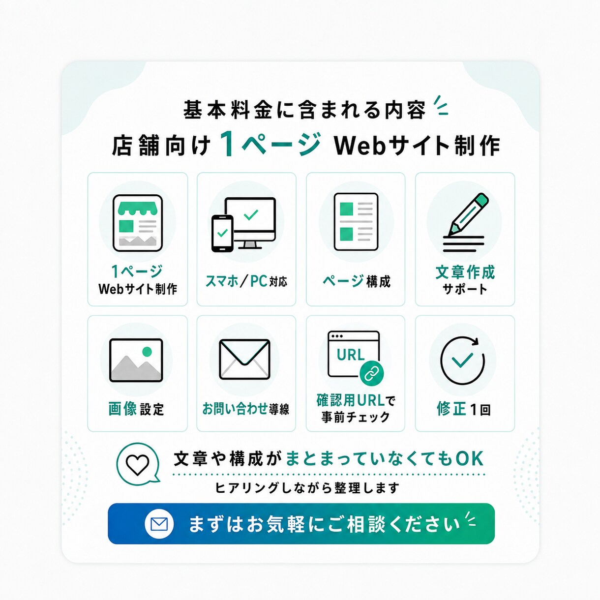 店舗向け1ページWebサイトを制作します 文章・構成からまとめてサポートします イメージ3