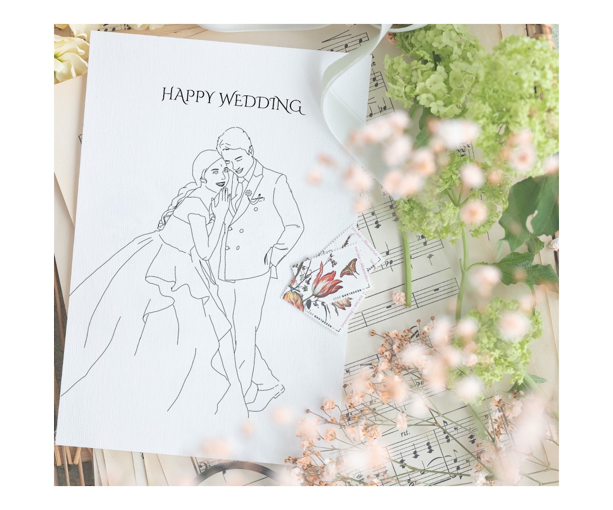 写真から上品な線画ウェディングイラストを制作します 【結婚式専門・修正無制限】初回3名様限定☆オプション1つ無料 イメージ1