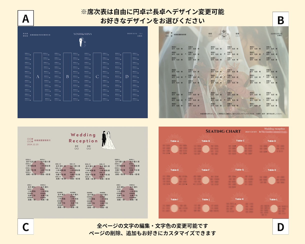 三つ折りプロフィールブックが作れます スマホ1台でできる♡メニュー表、席次表付きテンプレート イメージ3