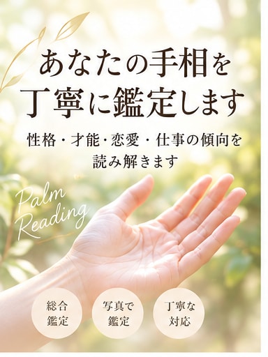 あなたの手相を丁寧に鑑定します 性格・才能・恋愛・仕事の傾向を読み解きます イメージ1