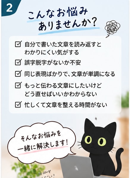 まとまらない文章を自然で読みやすく整えます メモや箇条書きから自然な文章に整えます イメージ2