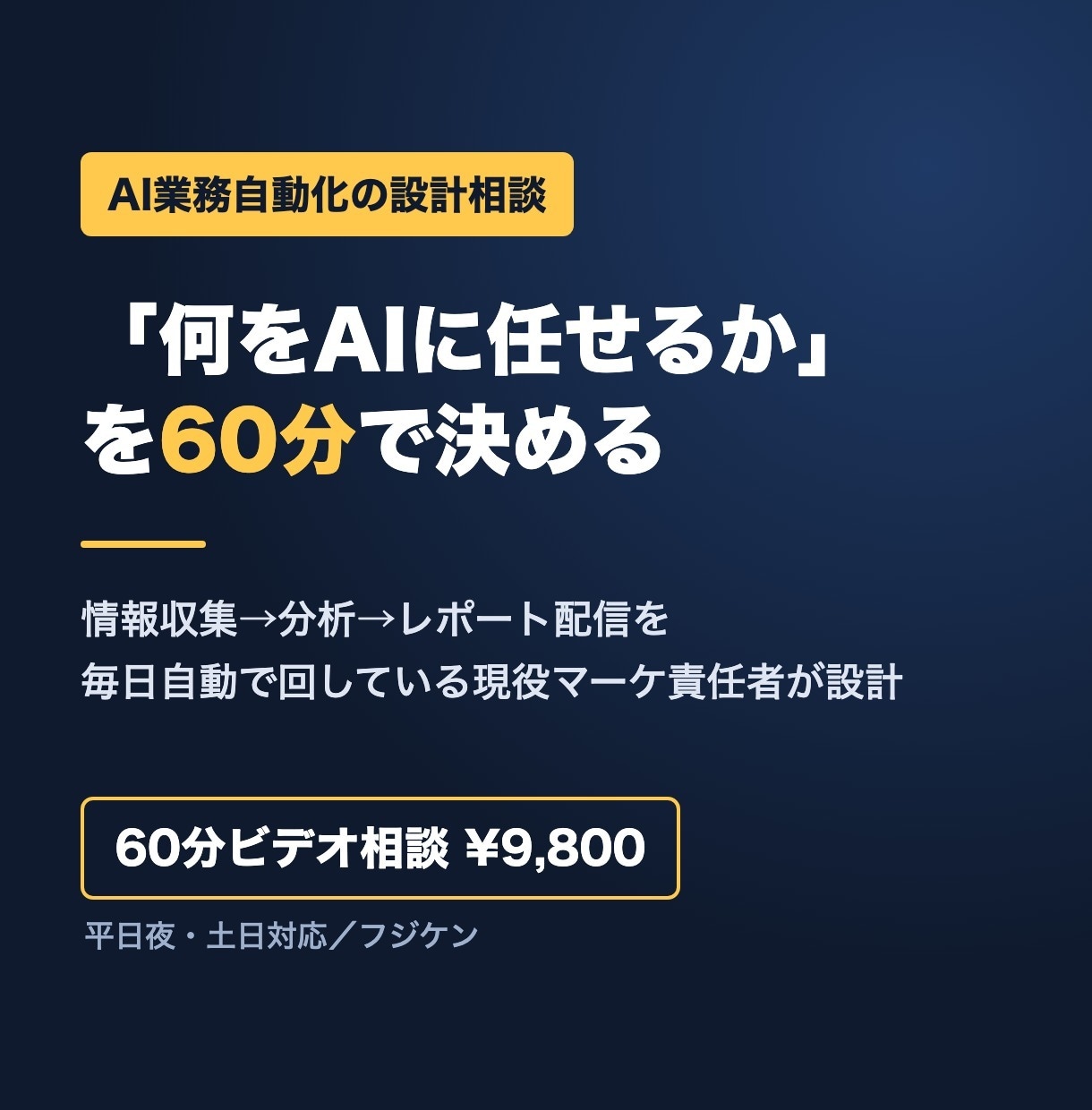 AI業務自動化の設計を60分で決めます 毎日Claude Codeを動かす現役マーケ責任者が設計 イメージ1