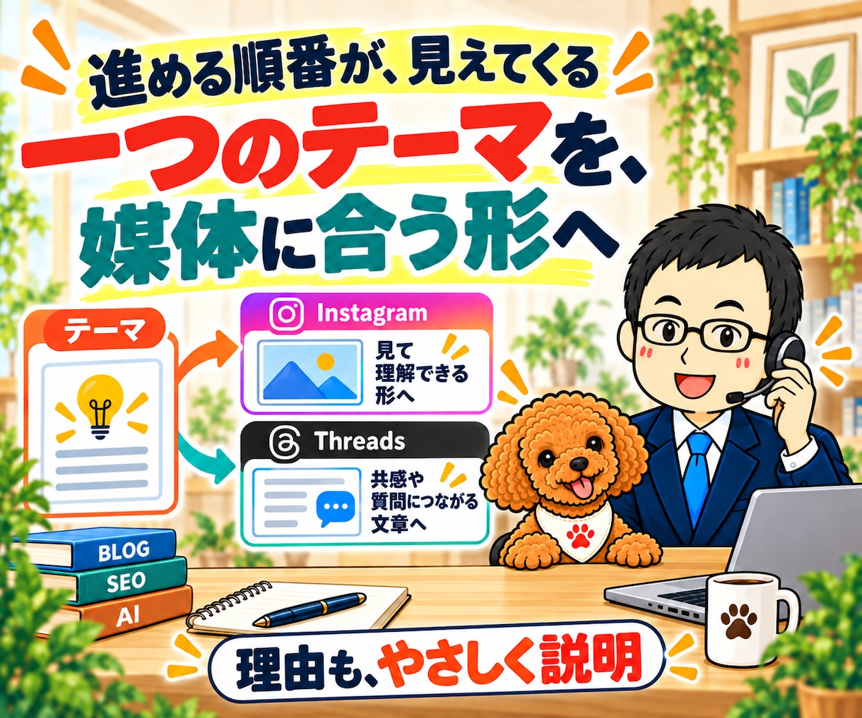 Instagram・Threadsを電話相談します 投稿ネタ・プロフィール・AI活用を電話で一緒に整理 イメージ3