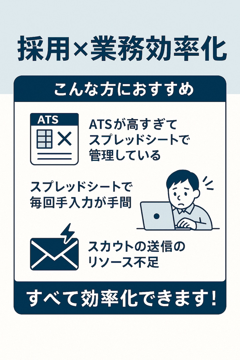 GAS×スプレッドシートで採用業務の自動化をします ATSは高い…でも手作業はもう限界！あなたの業務を自動化 イメージ1