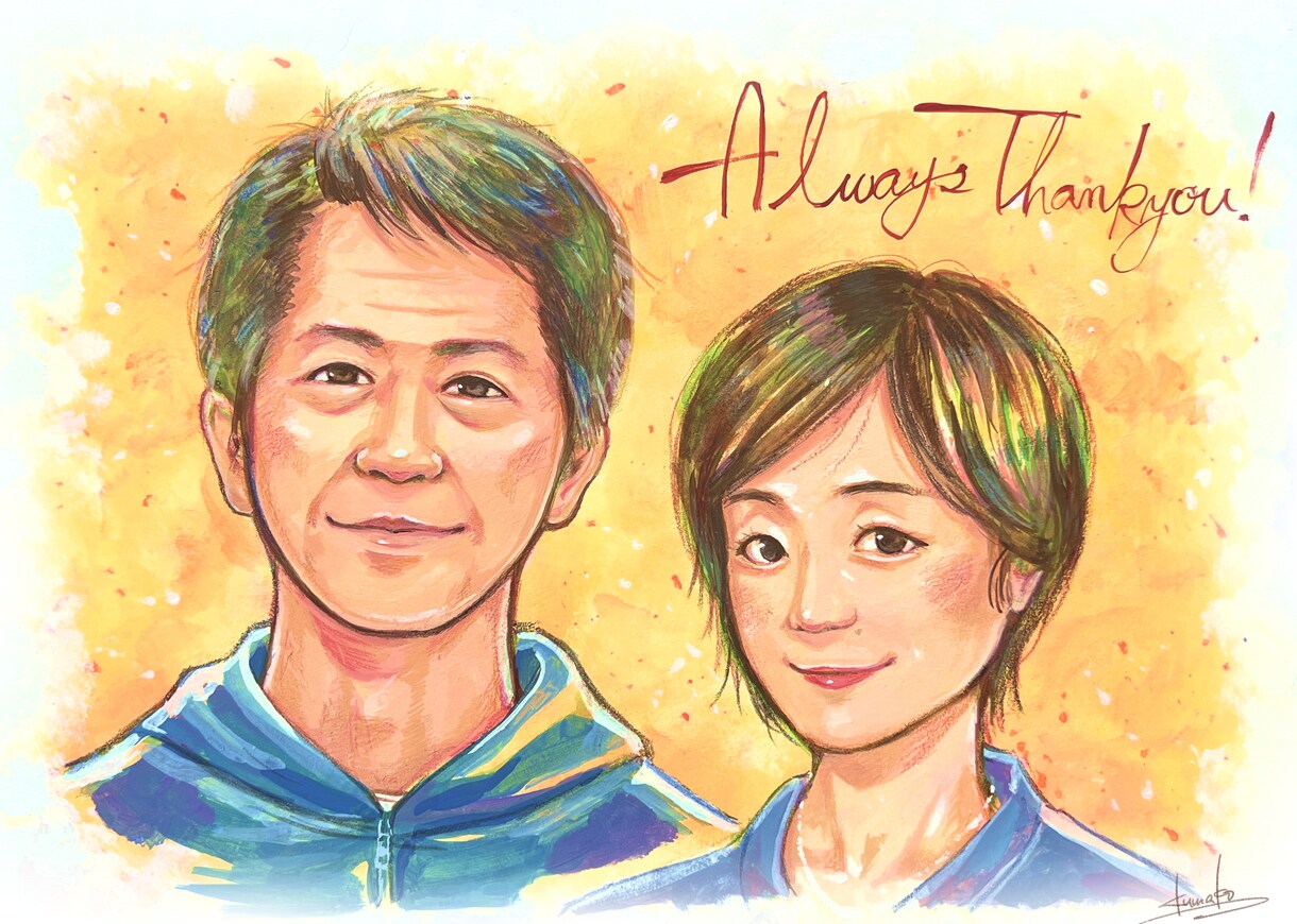 アクリル絵の具で似顔絵お描きします ウェルカムボード、お祝い品などにどうぞ イメージ3
