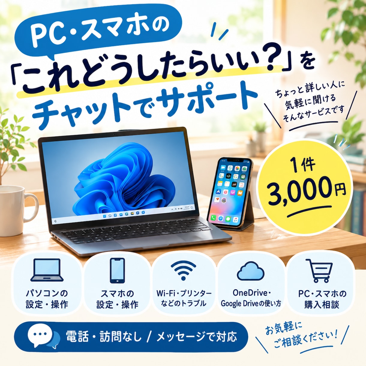 PC・スマホの困りごとをチャットで一緒に解決します 「これどうしたらいい？」をメッセージで一緒に解決します イメージ1