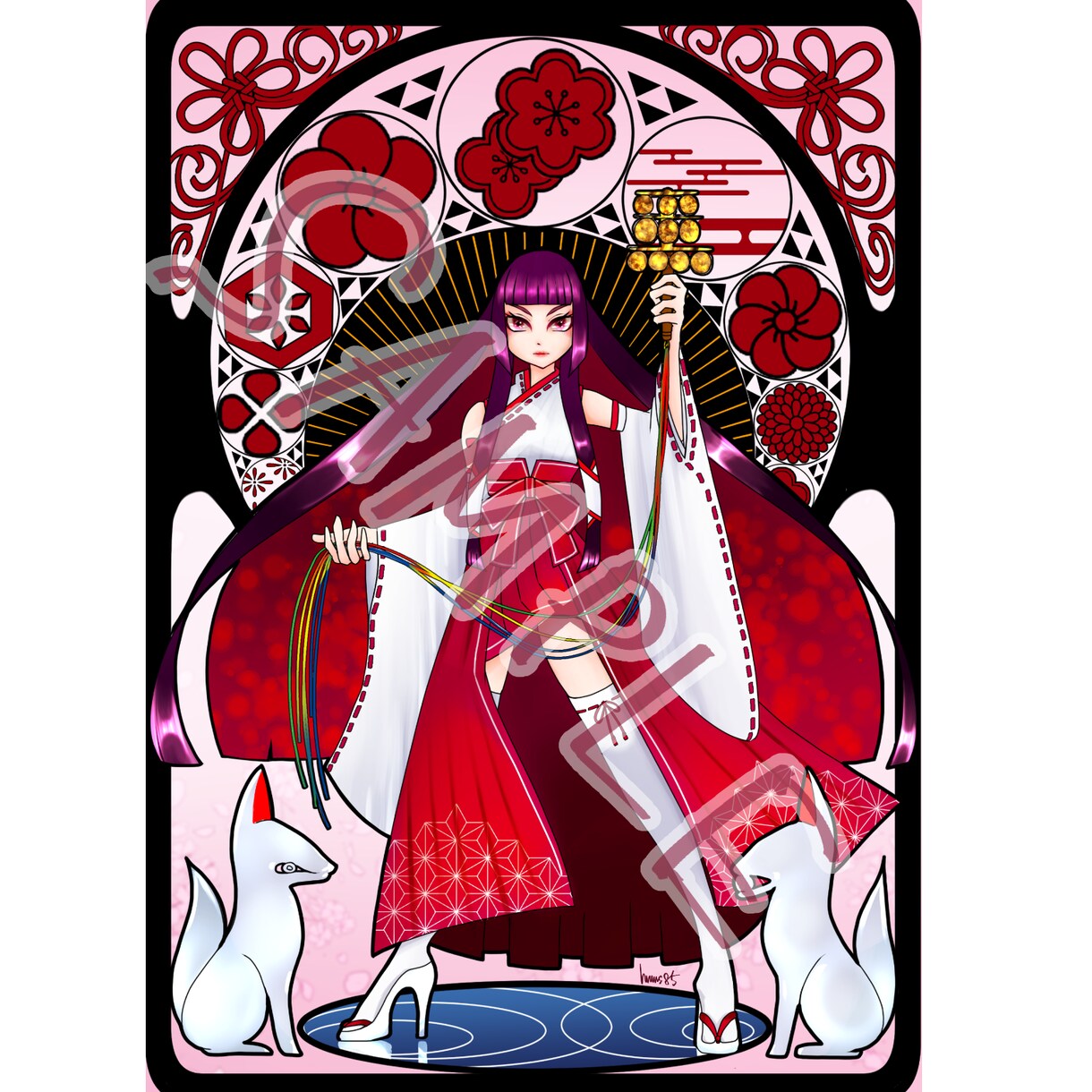 ミュシャ風イラスト描きます オリキャラや似顔絵もアールデコ調に仕立てます☆ イメージ2